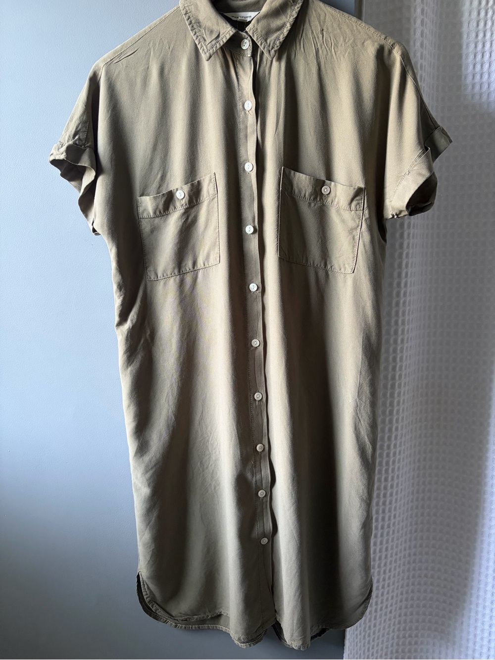 Steve Madden Button-Front Shirt Dress in Army Green